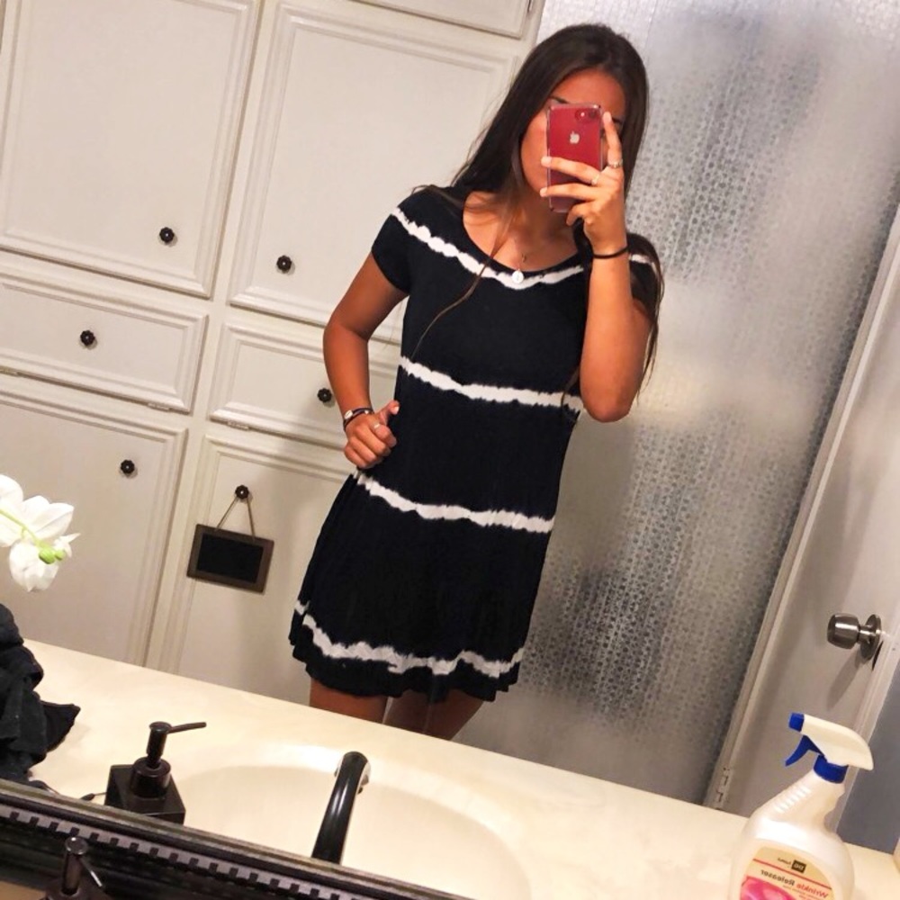 black and white striped t-shirt dress